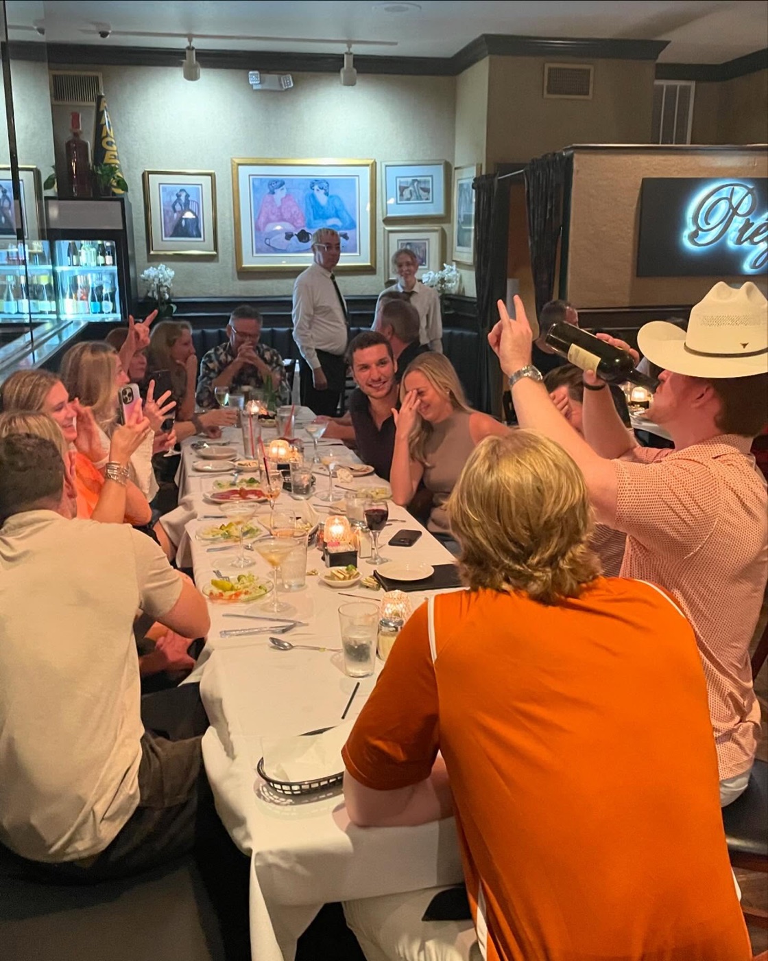 Friends at a long table